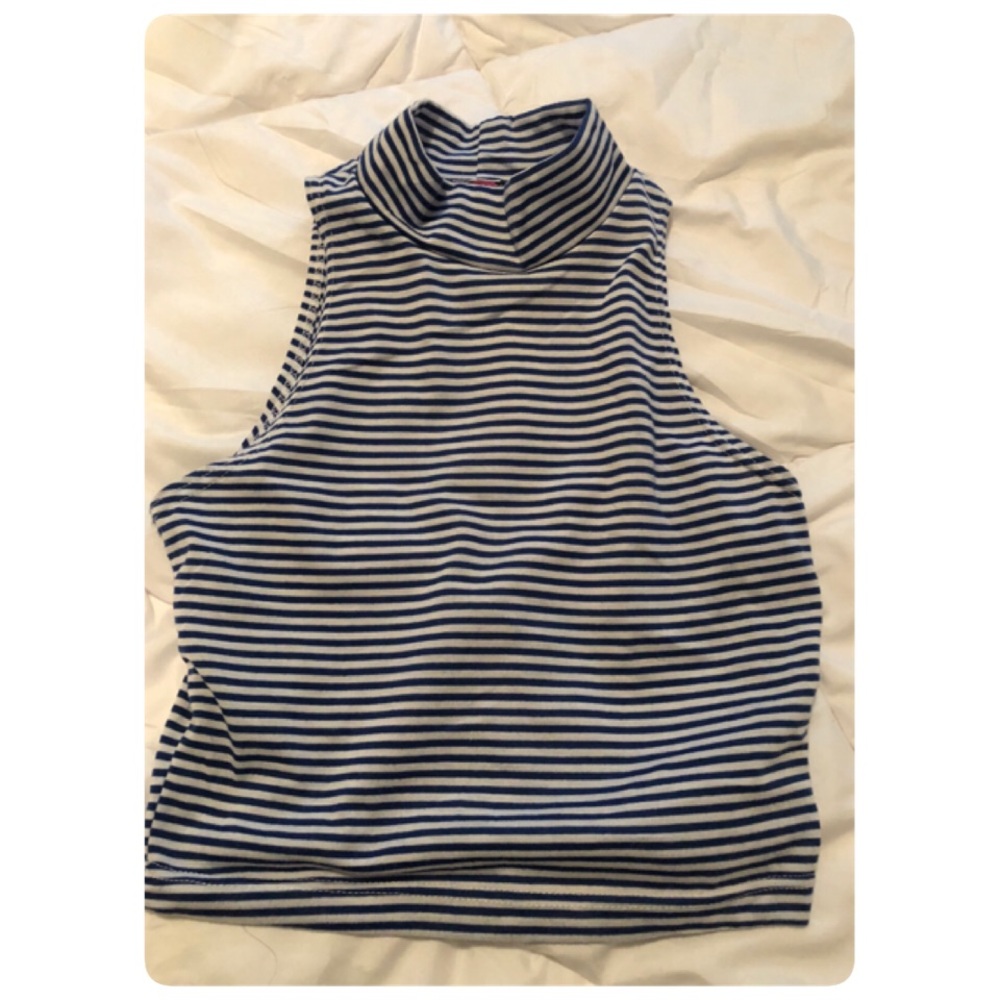 Blue and white stripe crop top